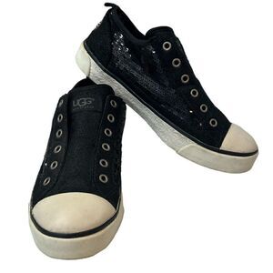 UGG Laela Black Sparkle Sheepskin Lined Sneakers Size 6